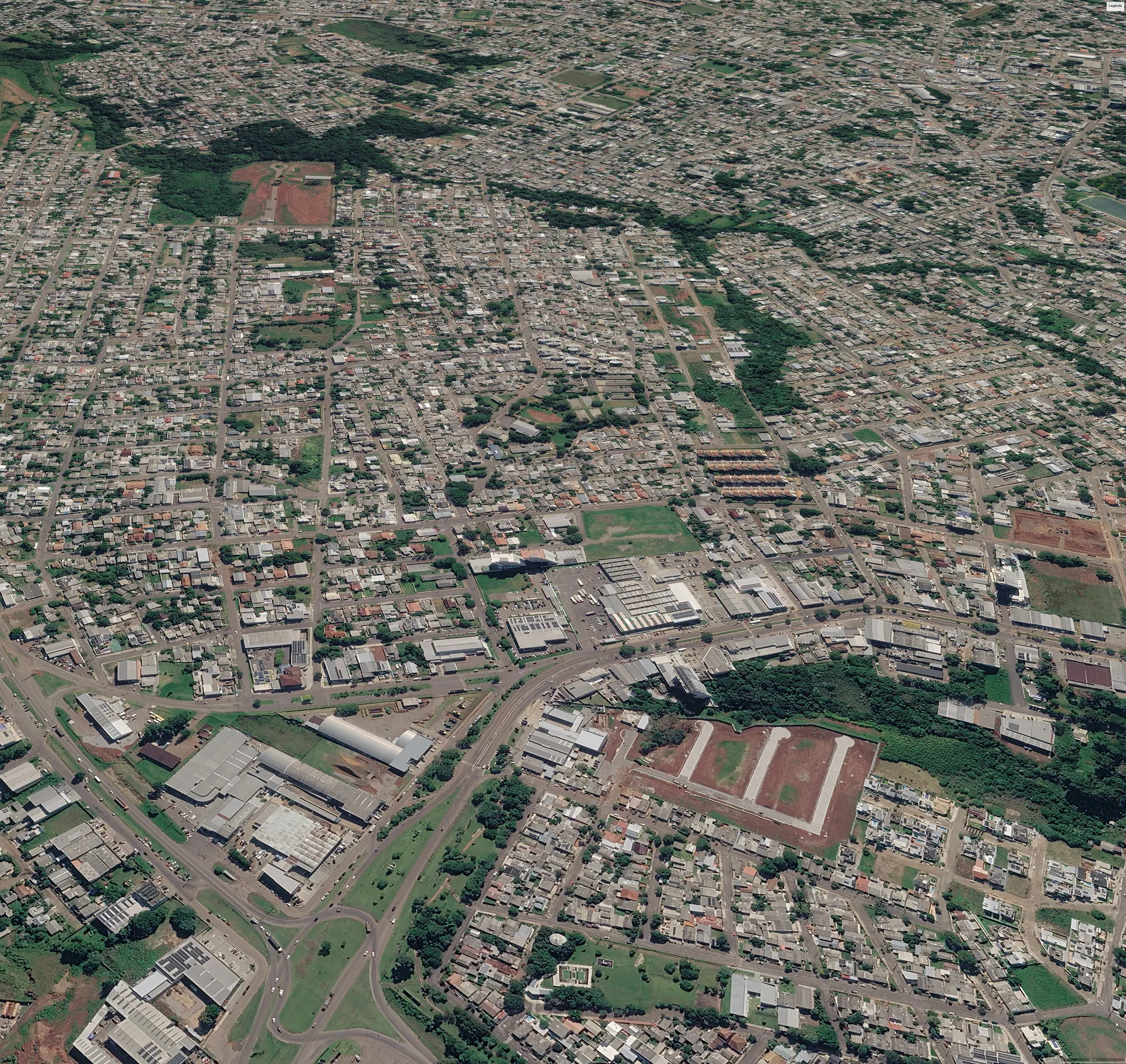 Vista aérea do bairro onde fica o Garden, em Passo Fundo